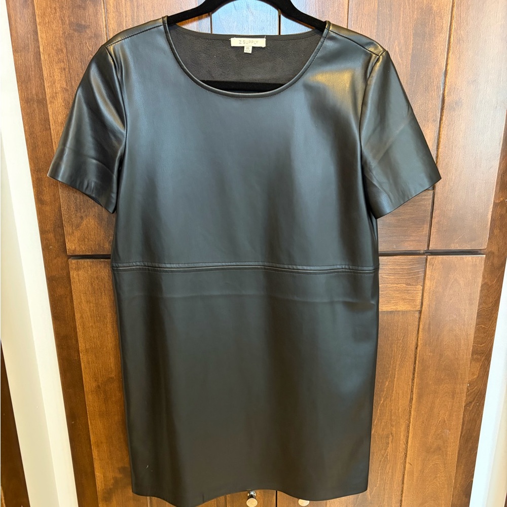 Z Supply Black Faux Leather Dress XS